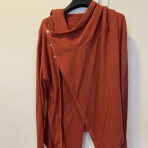 Free People - oversized crossover sweater - burnt orange, with hood
